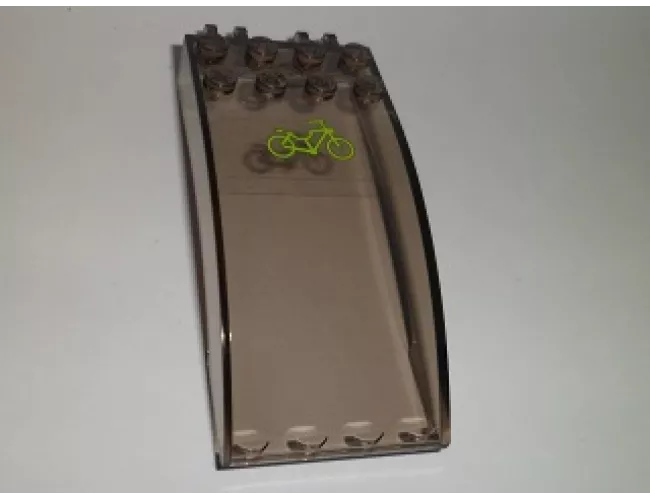 Windscreen 8 x 4 x 2 Curved with Locking Dual 2 Fingers with Lime Bicycle Pattern (Sticker) - Set 60097