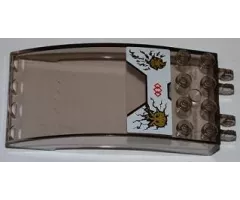 Windscreen 8 x 4 x 2 Curved with Dual 2 Fingers and Ninjago Kai and Jay Gold Emblems Pattern (Sticker) - Set 9449