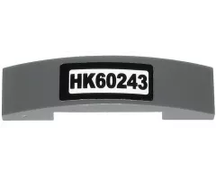 Slope, Curved 4 x 1 Double with 'HK60243' License Plate Pattern (Sticker) - Set 60243