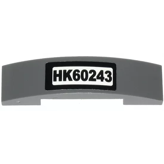 Slope, Curved 4 x 1 Double with 'HK60243' License Plate Pattern (Sticker) - Set 60243