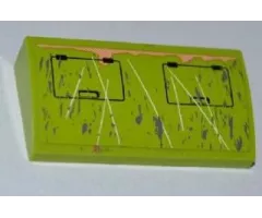 Slope, Curved 2 x 4 x 2/3 without Bottom Tubes with 2 Hatches, Rust and Scratches Pattern (Sticker) - Set 8707