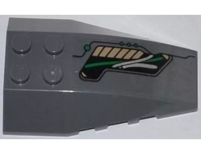 Wedge 6 x 4 Triple Curved with Green and Silver Cables Pattern Model Right Side (Sticker) - Set 76009