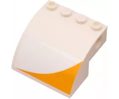 Slope, Curved 4 x 4 x 2 with Holes and Bright Light Orange Corner Stripe Pattern Model Left Side (Sticker) - Set 60262