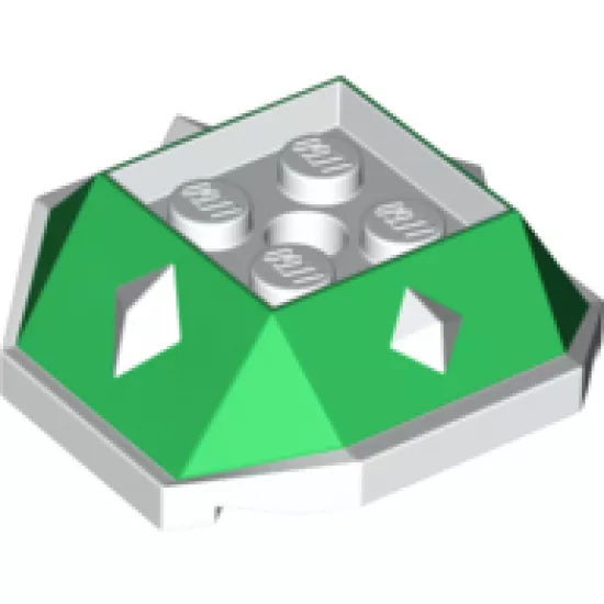 Shell with Spikes, 4 Studs Inside and Hole with Green Pattern