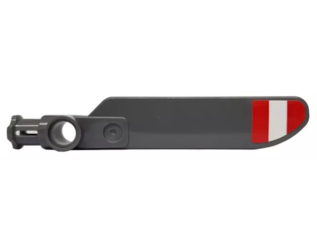 Technic Rotor Blade Small with Axle and Pin Connector End with Red and White Stripes (Medium Equal Width) Pattern on Top (Sticker) - Set 42057