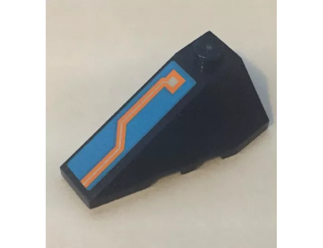 Wedge 4 x 2 Triple Left with Orange and Silver Circuitry on Dark Azure Background Pattern (Sticker) - Set 70351