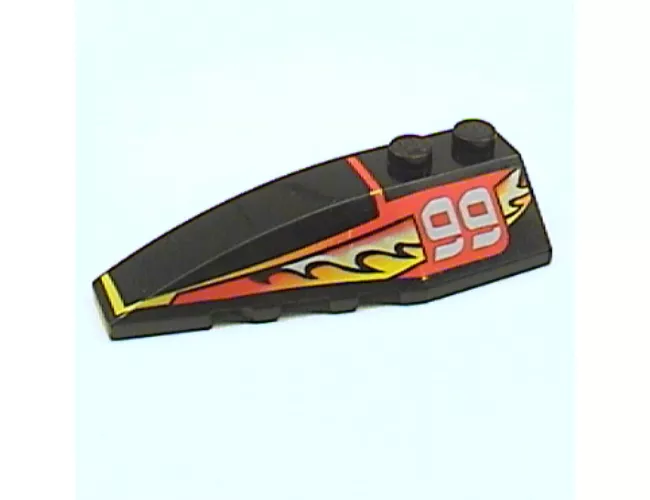 Wedge 6 x 2 Left with Red/Yellow/White Flame and 99 Pattern