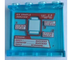 Panel 1 x 4 x 3 with Side Supports - Hollow Studs with 'ICE SAMPLE ANALYSIS' SCANNING...' and Statistics Display Pattern (Sticker) - Set 60194