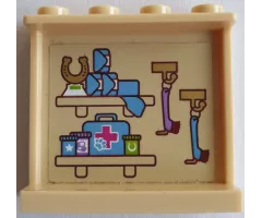 Panel 1 x 4 x 3 with Side Supports - Hollow Studs with Horse Medical Supplies and Brushes on Hooks Pattern on Inside (Sticker) - Set 41126