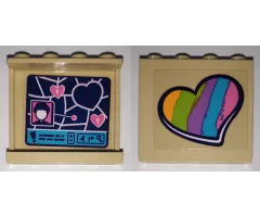 Panel 1 x 4 x 3 with Side Supports - Hollow Studs with Rainbow Heart on Outside and Map with Hearts Pattern on Inside (Stickers) - Set 41340