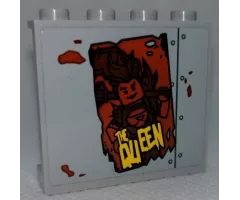 Panel 1 x 4 x 3 with Side Supports - Hollow Studs with 'THE QUEEN' Tattered Poster Pattern (Sticker) - Set 75977