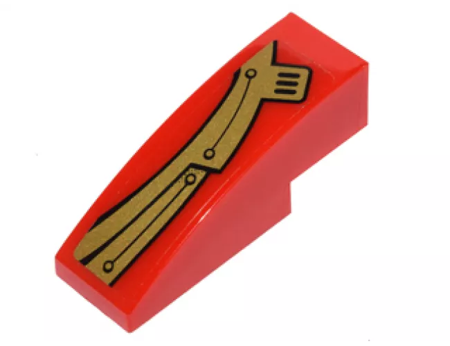Slope, Curved 3 x 1 with Curved Gold Panels with Rivets Pattern Model Left Side (Sticker) - Set 70146
