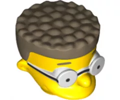 Minifigure, Head, Modified Simpsons Waylon Smithers with Glasses and Dark Tan Hair Pattern