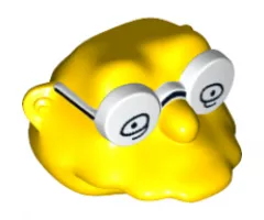 Minifigure, Head, Modified Simpsons Hans Moleman with White Glasses with Eyes Pattern