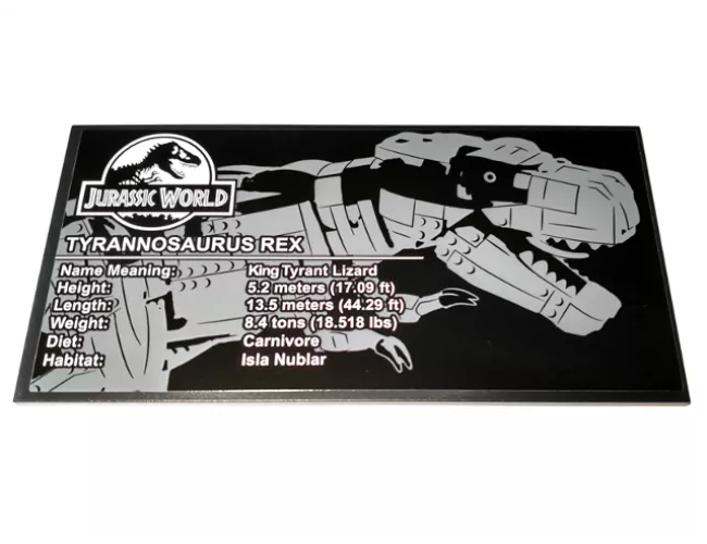 Tile 8 x 16 with Bottom Tubes with Jurassic World Tyrannosaurus rex Pattern (Sticker) - Set 75936