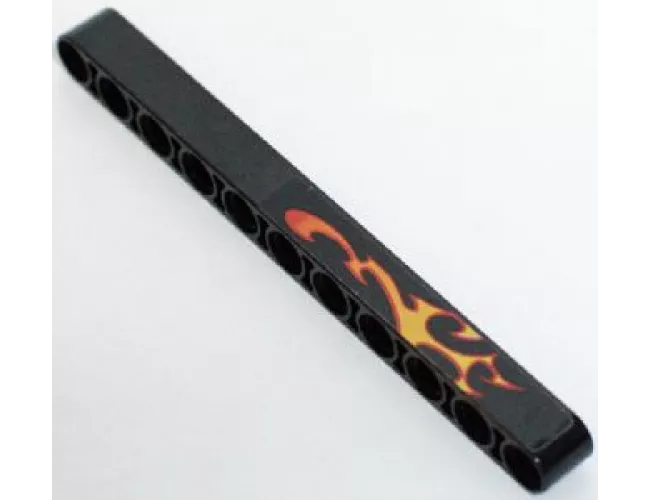 Technic, Liftarm 1 x 11 Thick with Yellow and Orange Flame Pattern Model Right Side (Sticker) - Set 8646