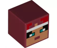 Minifigure, Head, Modified Cube with Minecraft Valorie Face Pattern