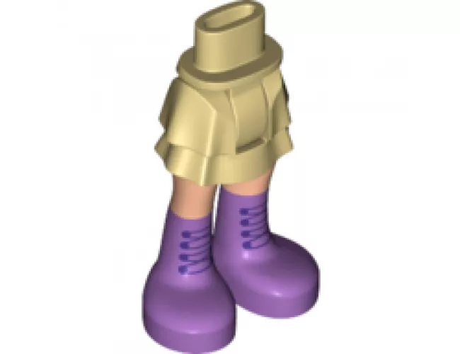 Mini Doll, Legs with Hips and Skirt Layered, Light Nougat Legs and Medium Lavender Boots with Black Laces Pattern