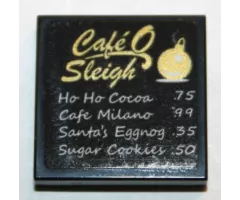 Tile 2 x 2 with 'CafÃ© O Sleigh' (Cafe) and Menu Pattern (Sticker) - Set 10259