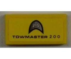 Tile 1 x 2 with 'TOWMASTER 200' and Silver Emblem Pattern (Sticker) - Set 8186