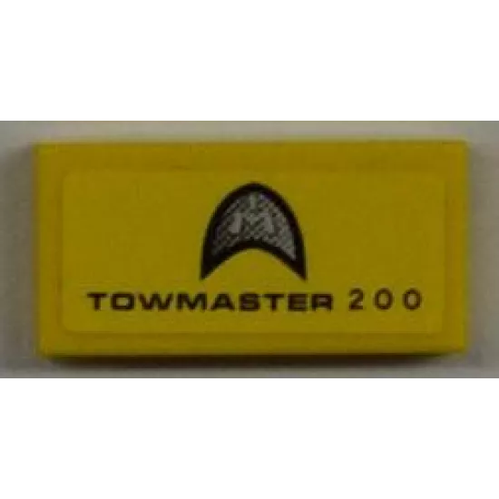 Tile 1 x 2 with 'TOWMASTER 200' and Silver Emblem Pattern (Sticker) - Set 8186