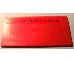 Tile 8 x 16 with Bottom Tubes on Edges with Ferrari Logo Left and 'SCUDERIA FERRARI' Pattern (Sticker) - Set 8654