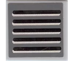 Tile 2 x 2 with Black and Silver Grille on Dark Bluish Gray Background Pattern (Sticker) - Set 7661