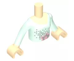 Mini Doll, Torso Friends Girl Light Aqua Long Vest Top with Star Pattern, Light Nougat Arms with Hands with Light Aqua Sleeves