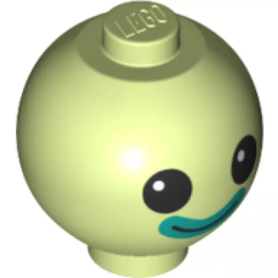Brick, Round 2 x 2 Sphere with Stud / Robot Body with Black Eyes and Dark Azure Mouth Pattern