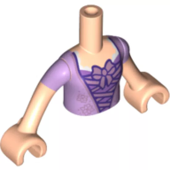 Mini Doll, Torso Friends Girl Lavender Top with Metallic Pink Lacing and Bow Pattern, Light Nougat Arms with Hands with Lavender Sleeves