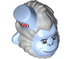 Minifigure, Head, Modified Monkey with Hat, Evil Smile Pattern