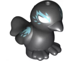 Animal, Air Bird Friends / Elves with White Eyes and Metallic Light Blue Feathers Pattern (Shadow Raven)