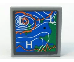 Tile 2 x 2 with Weather Map Pattern (Sticker) - Set 7739