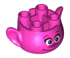 Minifigure, Head, Modified Trolls Poppy Pattern