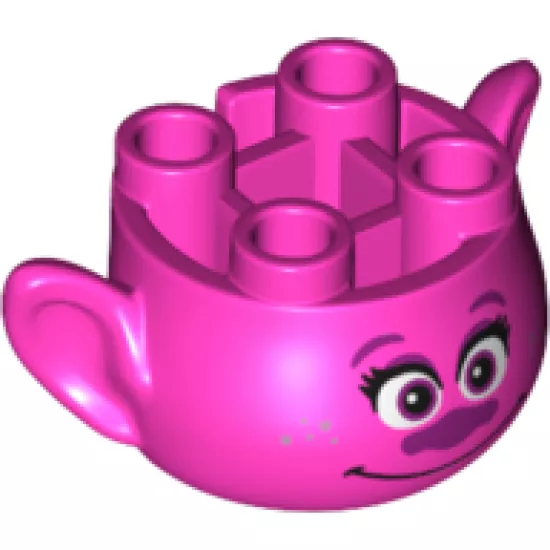 Minifigure, Head, Modified Trolls Poppy Pattern