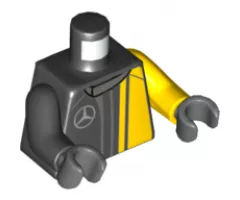 Torso Race Suit with Mercedes-Benz Logo on Front and 'AMG' on Back Pattern / Yellow Arm Left / Black Arm Right / DBG Hands