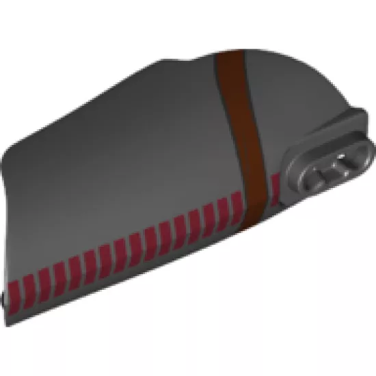 Large Figure Part Armor, Arm / Leg Cover with Ball Joint Socket and 2 Holes with Red Lines and Reddish Brown Belt Pattern