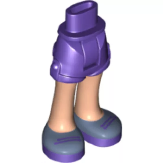 Mini Doll, Legs with Hips and Shorts, Light Nougat Legs and Dark Purple Laces on Sand Blue Shoes Pattern