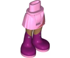 Mini Doll, Legs with Hips and Skirt, Medium Nougat Legs and Long Magenta Boots with Silver Stars Pattern