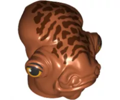Minifigure, Head, Modified SW Mon Calamari with Small Reddish Brown Skin Texture and Orange and Black Eyes with Eyelids Pattern