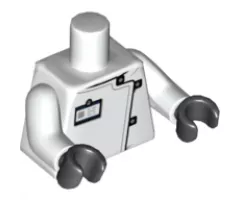 Torso Lab Coat with Black and Silver Clasps, ID Badge Pattern / White Arms / Black Hands