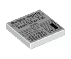 Tile 2 x 2 with Newspaper 'Gotham Gazette Kneel Before Zod in Polls' Pattern