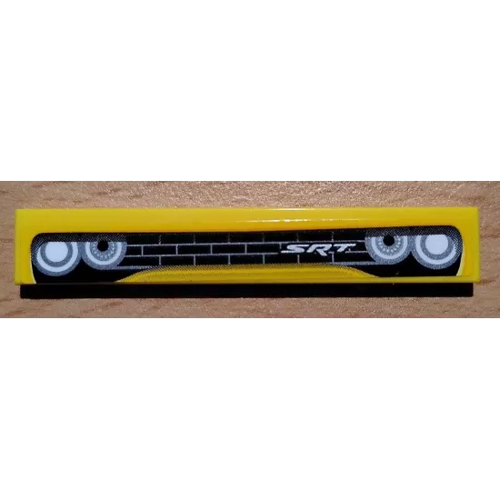 Tile 1 x 6 with Black Car Grille, White and Silver Headlights, 'SRT' Pattern (Sticker) - Set 75893