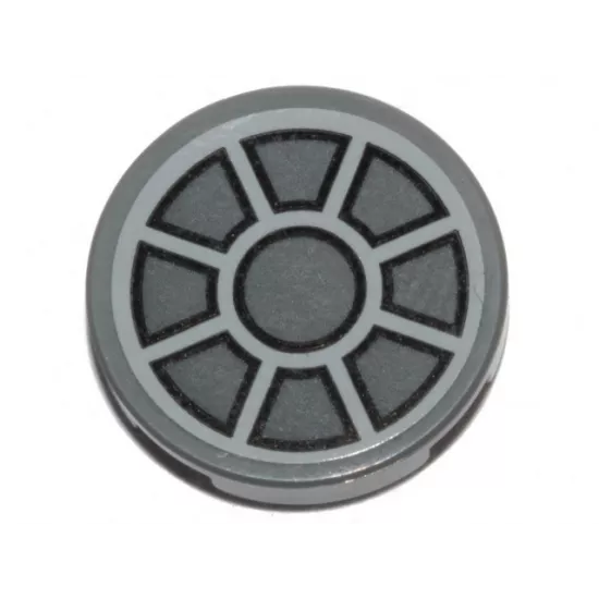 Tile, Round 2 x 2 with Bottom Stud Holder with Dark Bluish Gray Fan Pattern (Sticker) - Sets 75105 / 75257