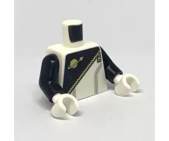 Torso Space Futuron Black Pattern, Gold Zipper and Classic Logo, 'POLICE' on Back / Black Arms / White Hands