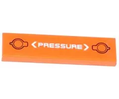Tile 1 x 4 with Black Filler Caps, White Arrows and 'PRESSURE' Pattern (Sticker) - Sets 70704 / 70705