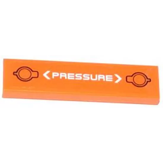Tile 1 x 4 with Black Filler Caps, White Arrows and 'PRESSURE' Pattern (Sticker) - Sets 70704 / 70705