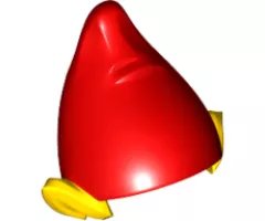 Minifigure, Headgear Hat, Elf with Pointed Ears with Red Top Pattern