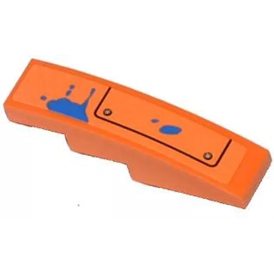 Slope, Curved 4 x 1 with Hatch and Blue Paint Spots Pattern Model Right Side (Sticker) - Set 70808