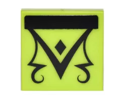 Tile 2 x 2 with Black Triangle, Diamond and Scrollwork Pattern (Sticker) - Set 41179